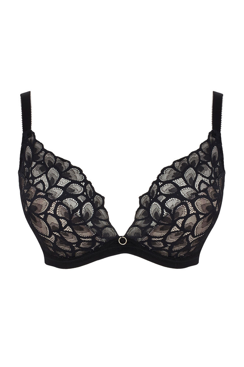 Allure Demi Plunge Bra in Black/Latte front view product image