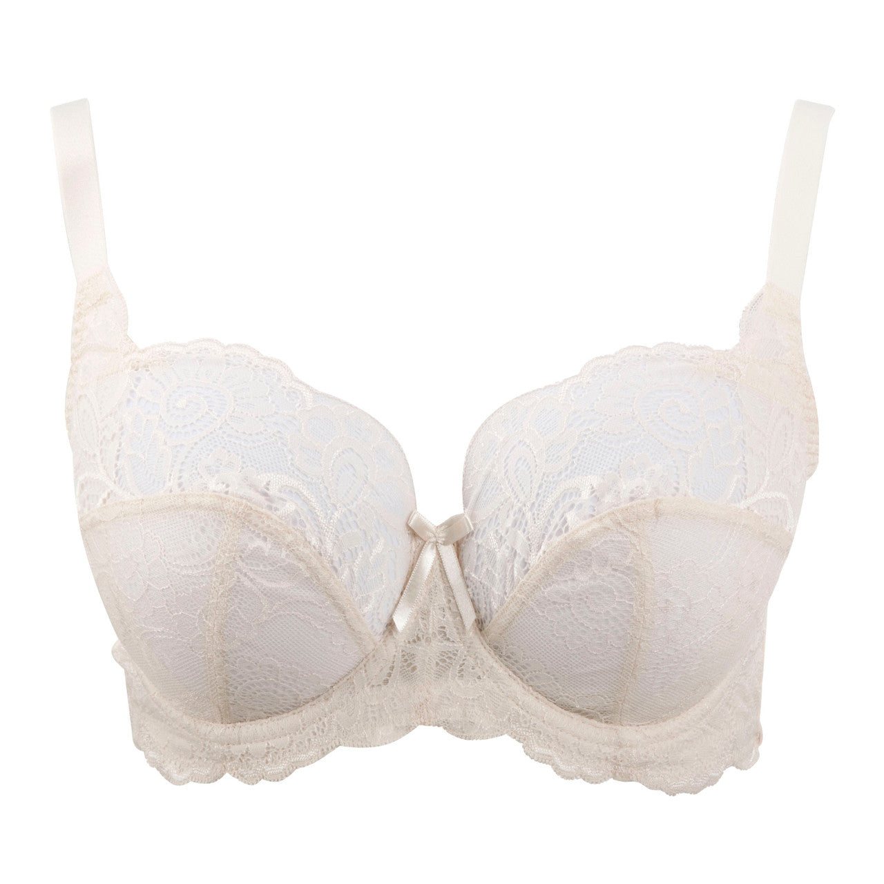 White lace bra on a white background