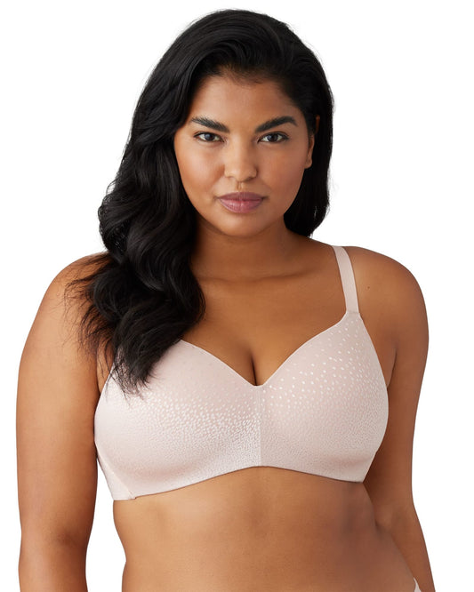Back Appeal Wire Free Contour Bra - Rose Dust, worn by model front view