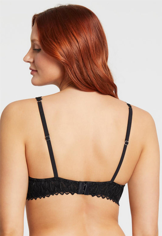 Lacy Mystique Bra - Black worn by model back view