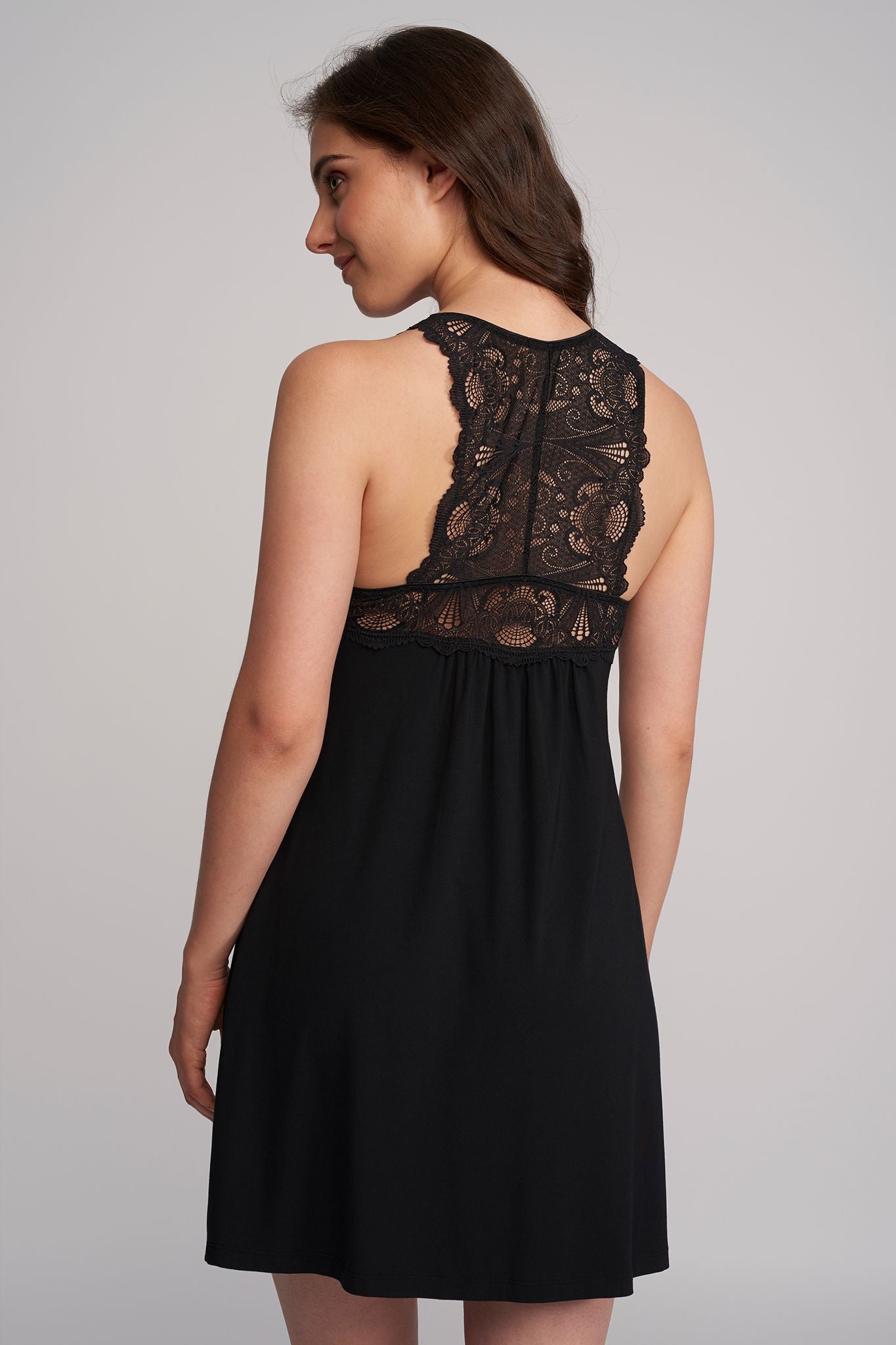 Belle Époque Chemise - Black worn by model back view