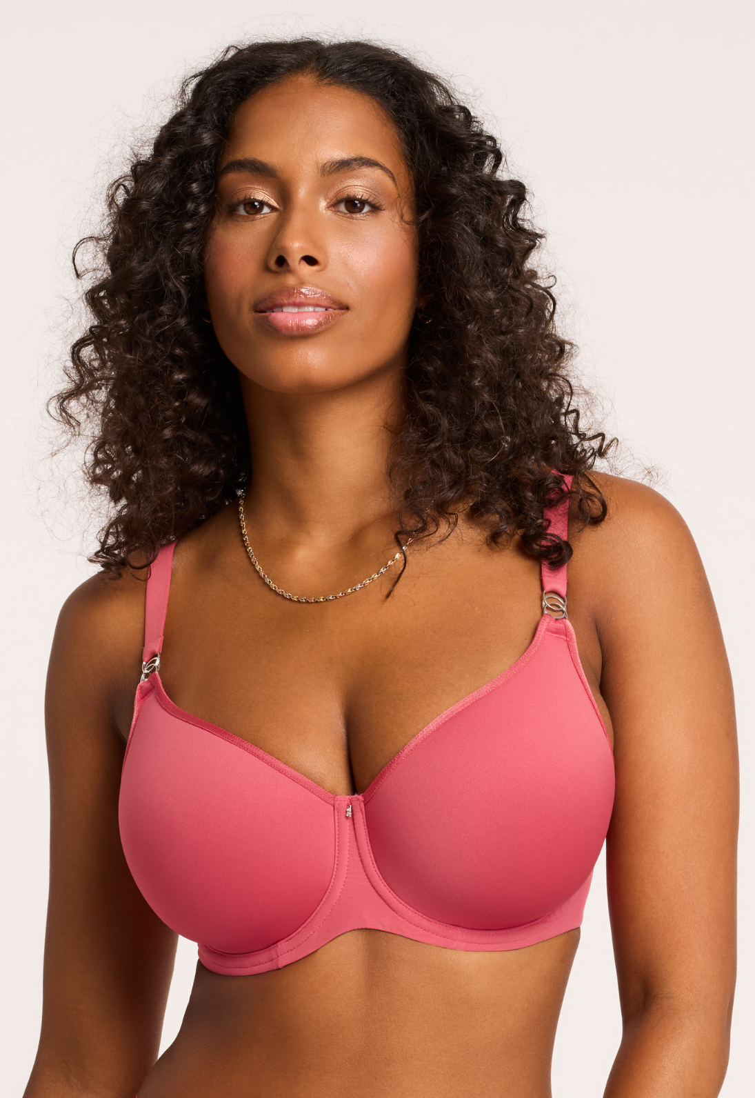 Sublime Spacer T-Shirt Bra in Spiced Coral worn by model front view
