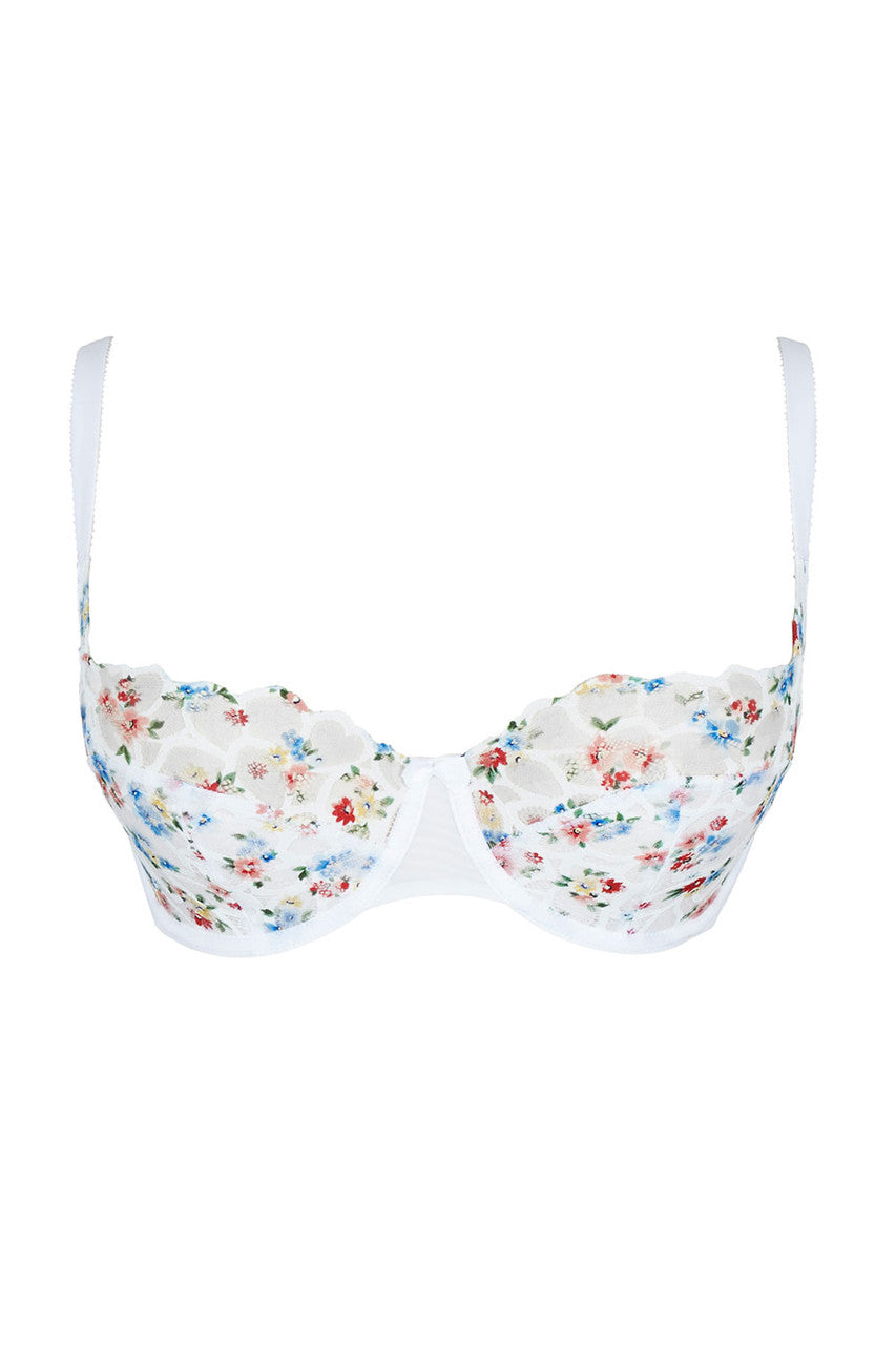Floral bikini top on a white background