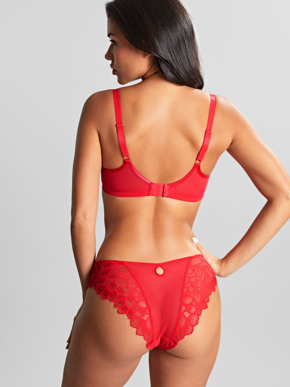 Allure Balcony Bra in Ruby Red worn by model back view