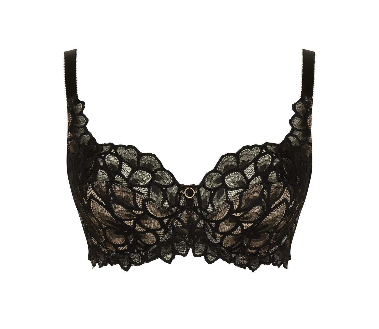 Allure Full Cup Bra - Black/Latte front view product image