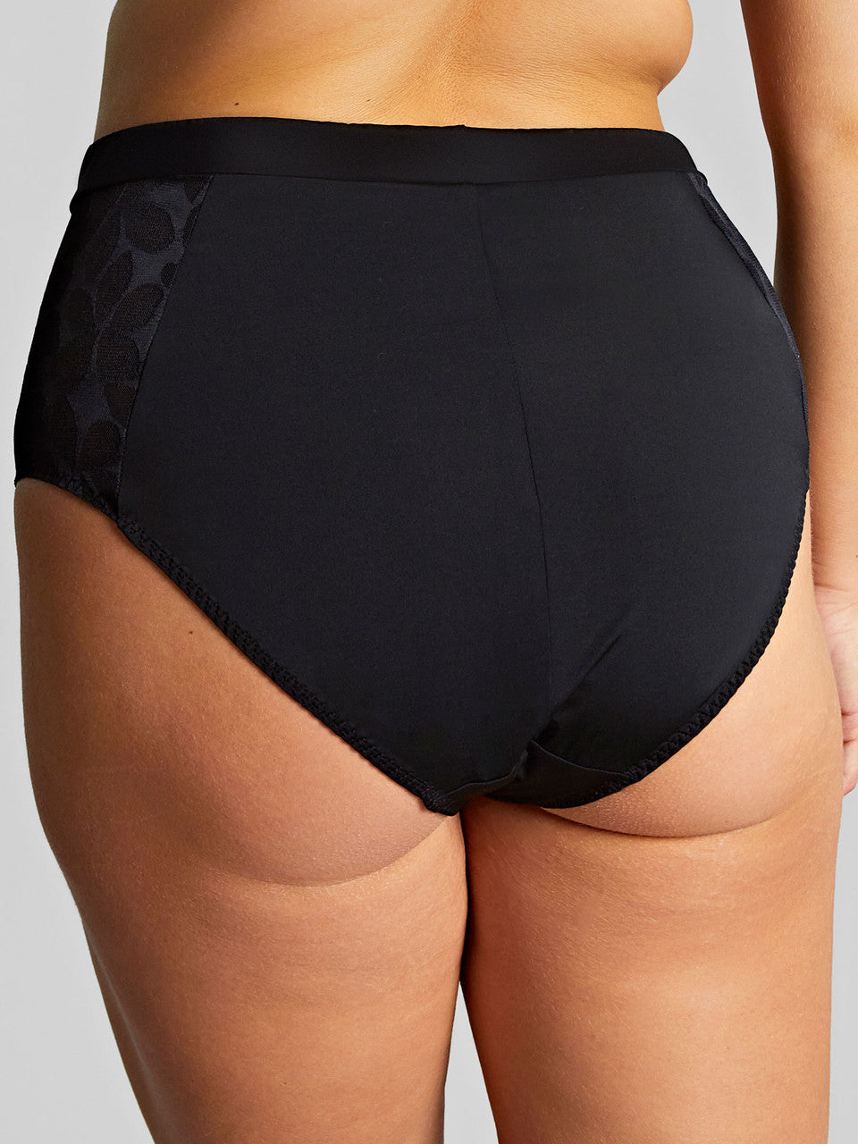 Ashley High Waist Brief in Black worn by model back view