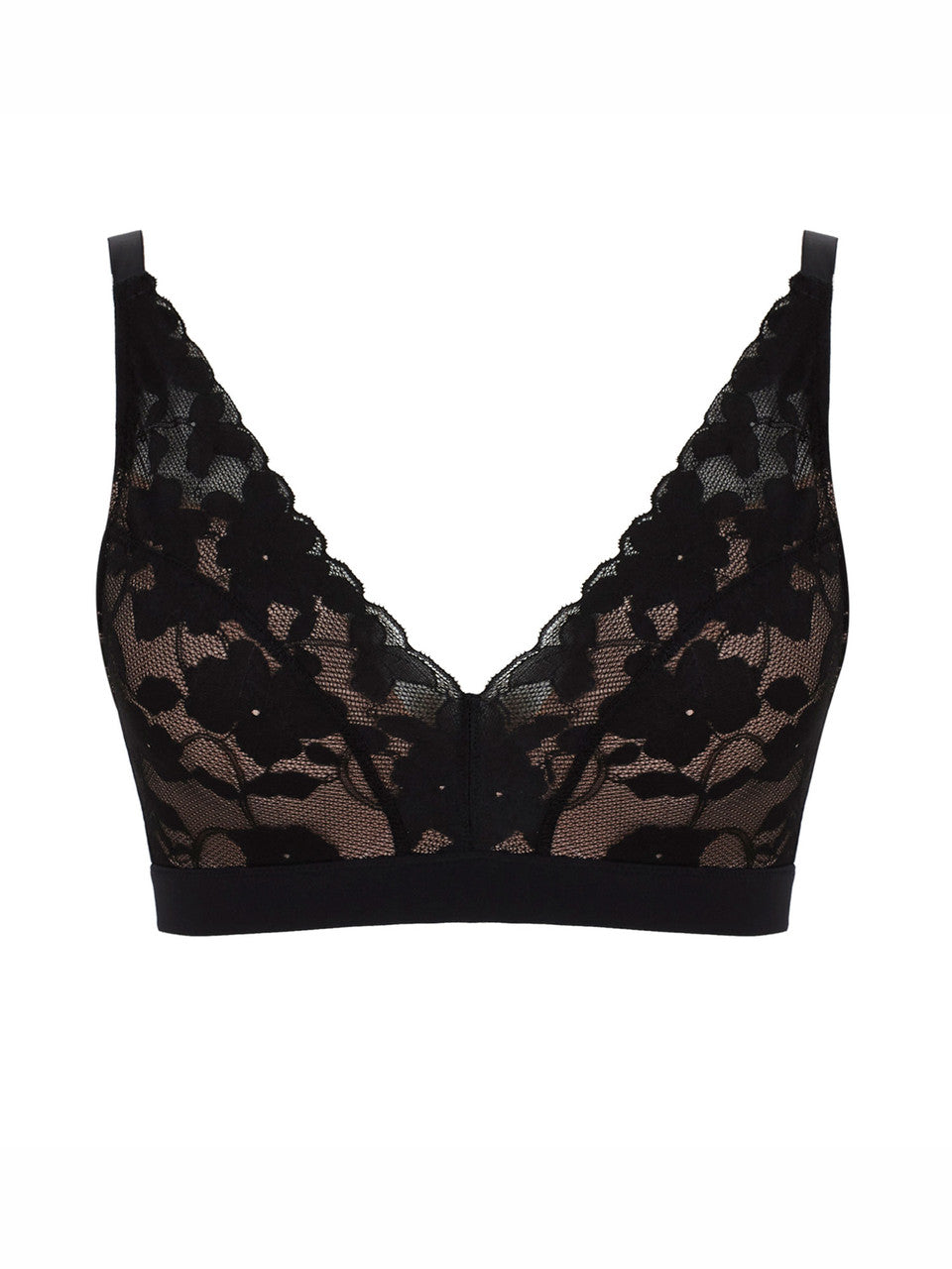 Product shot of the Amour non wired bra in pecan and black