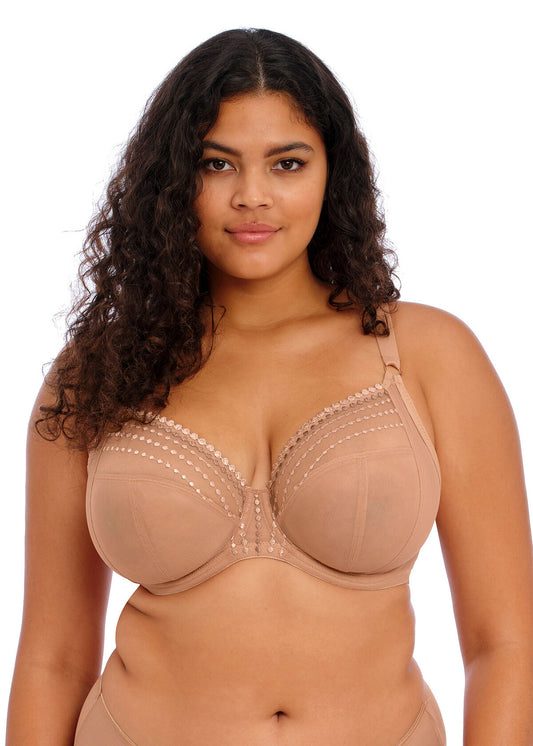 Matilda Underwire Plunge Bra - Cafe Au Lait worn by model front view