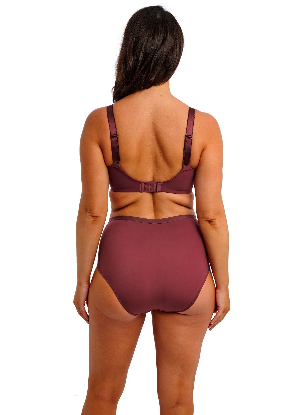 Demure UW Molded Non Padded Bra in Fig worn by model back view
