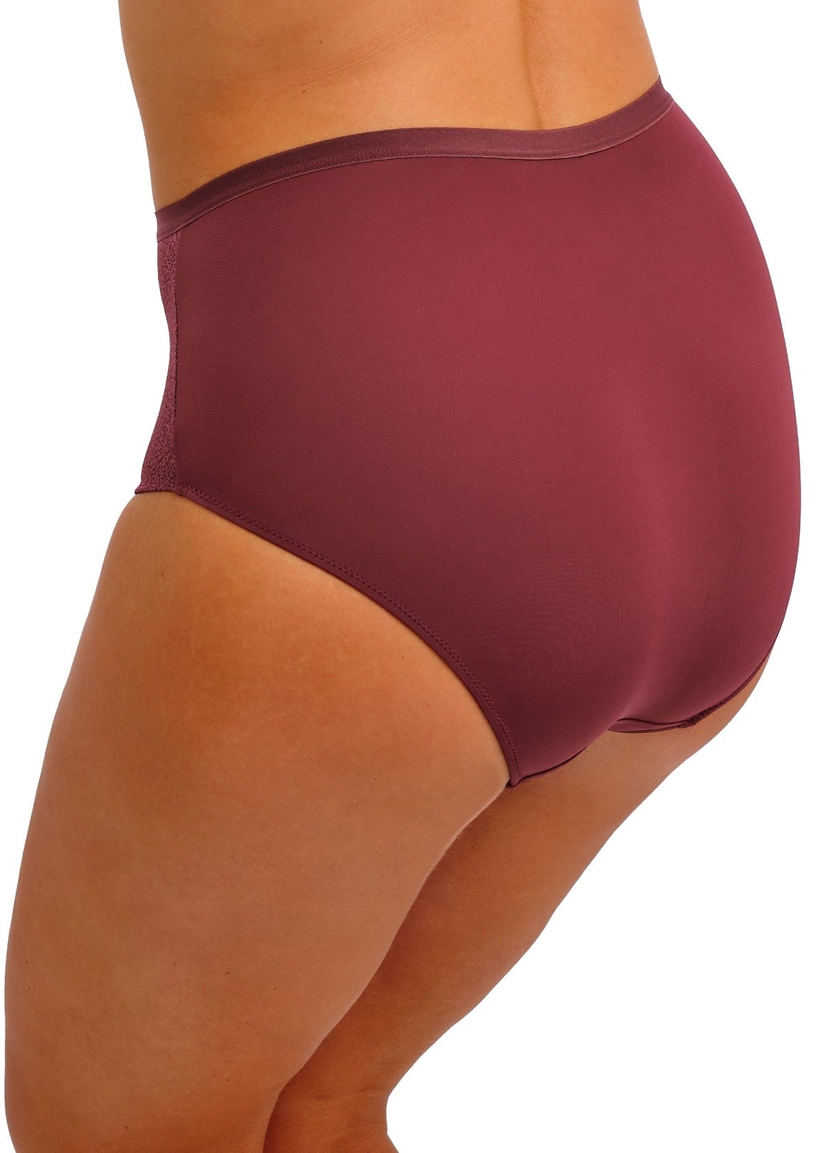 Demure Full Brief in Fig worn by model back view