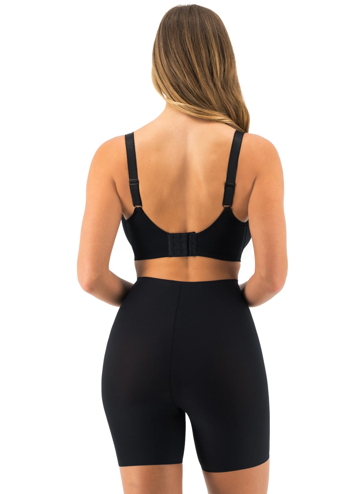 Smoothease Invisible Comfort Short in Black worn by model back view