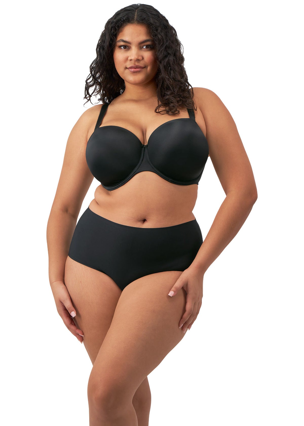 Smoothease Stretch Curve Brief in Black worn by model front view