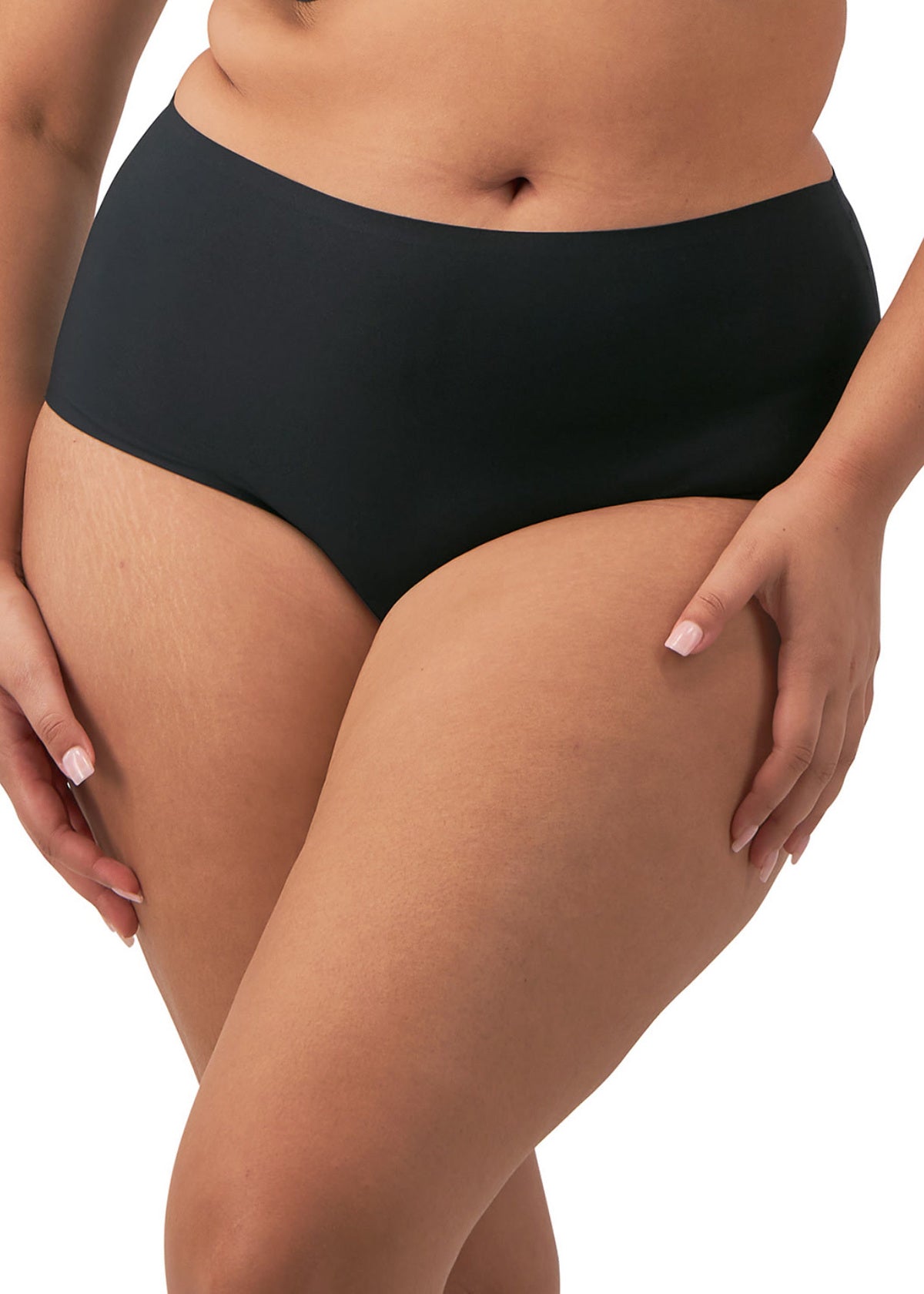 Smoothease Stretch Curve Brief in Black worn by model front view