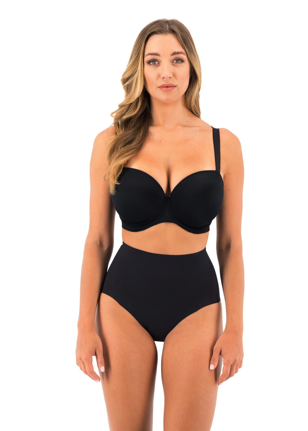 Smoothease Shaping Brief - Black worn by model front view