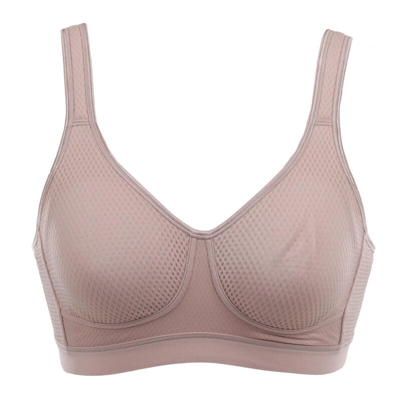 Massage Pocketed Wireless Bra in Beige front view product image