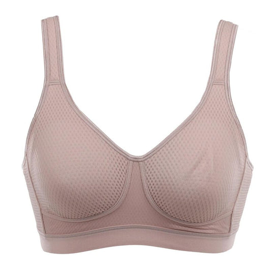 Massage Pocketed Wireless Bra in Beige front view product image
