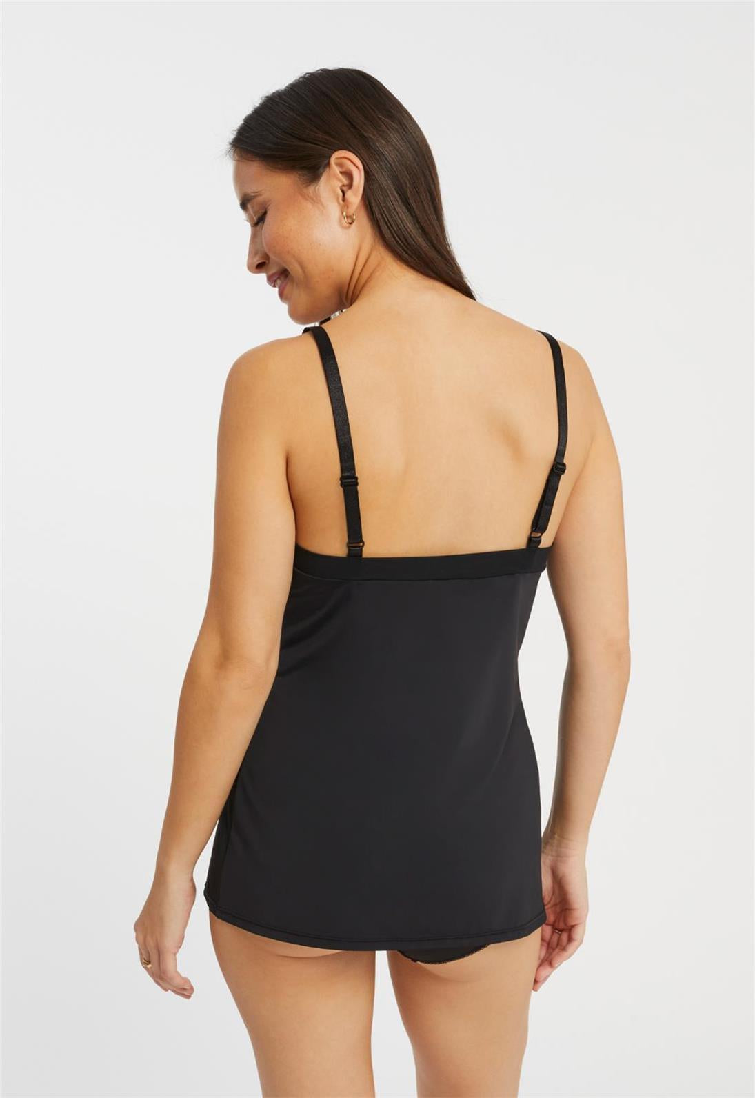 Camisole Slip - Black worn by model back view