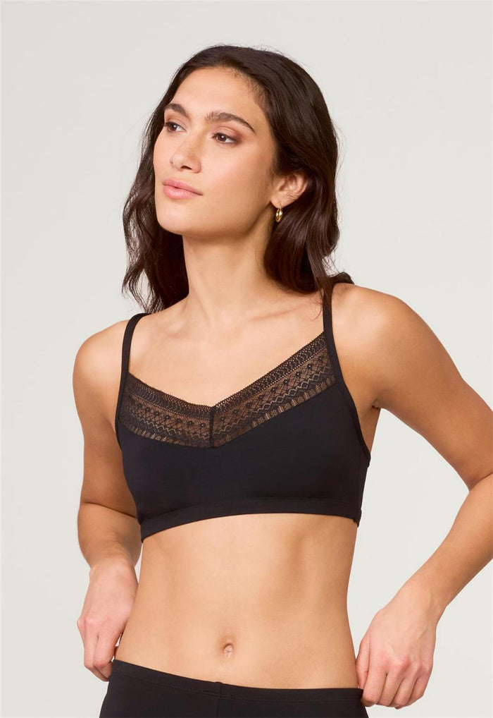 Bodybliss Bralette in Black worn by model front view 