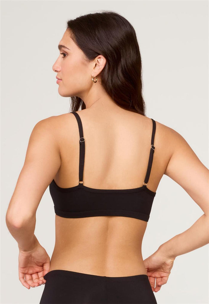 Bodybliss Bralette in Black worn by model back view 