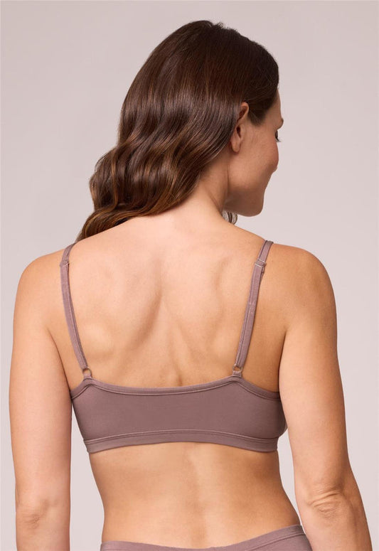 Bodybliss Bralette in Cappuccino worn by model back view 