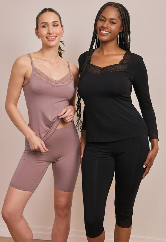 Bodybliss Capri in Black worn by model front view