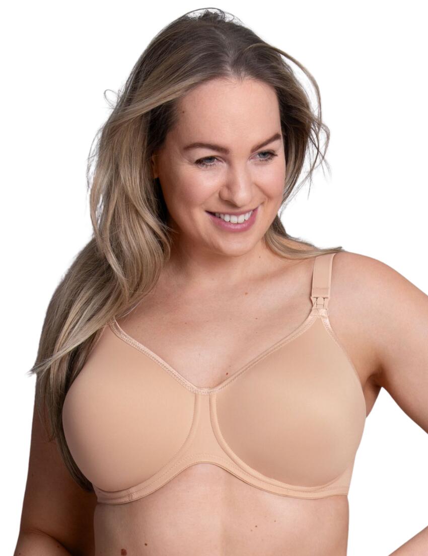 Basic Underwire Nursing Bra - Deep Sand worn by model front view