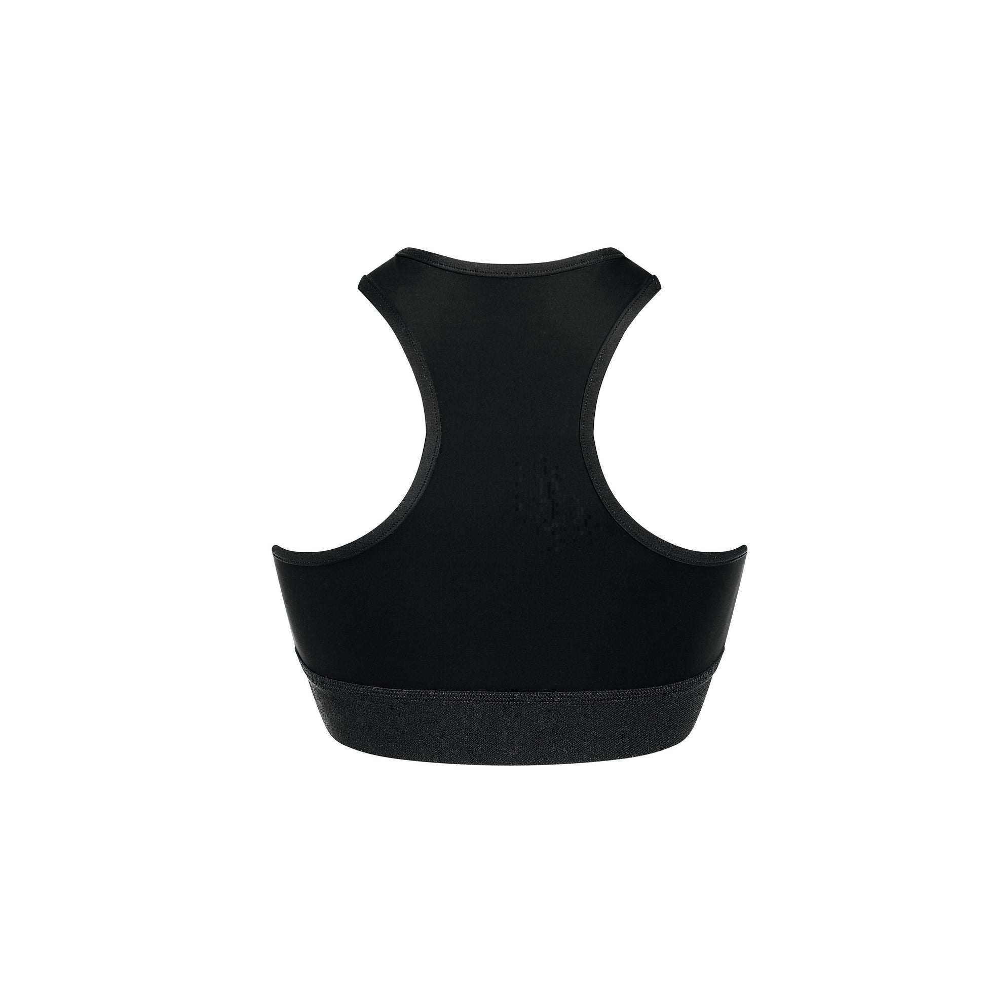 Zipper Pocketed Sports Bra in Black back view product image