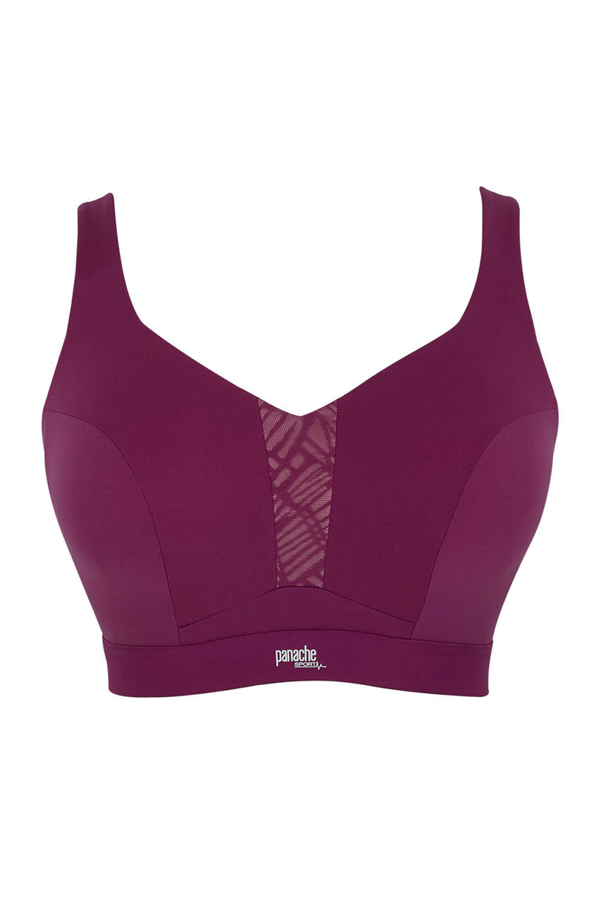 Endurance Non-Padded Wired Sports Bra in Berry/Chalk front view product image