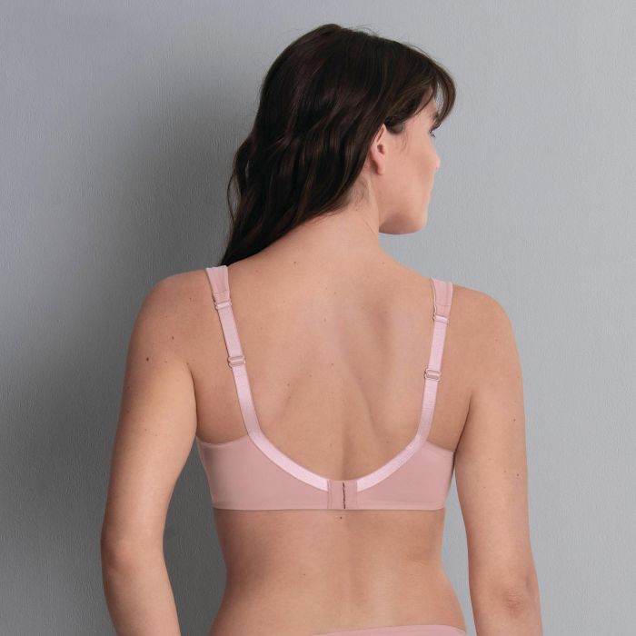 Twin Underwire Bra in Rosewood, worn by model in back view product image.