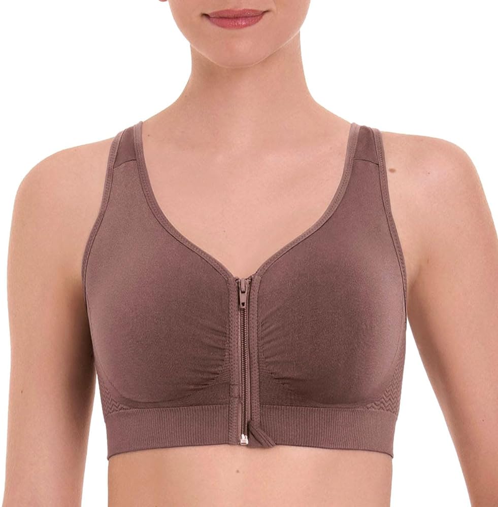 Lynn Front Closure Wireless Bra - Berry worn by model front view