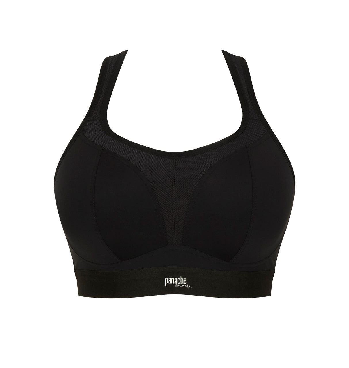 front view of Panache non wired sports bra in black