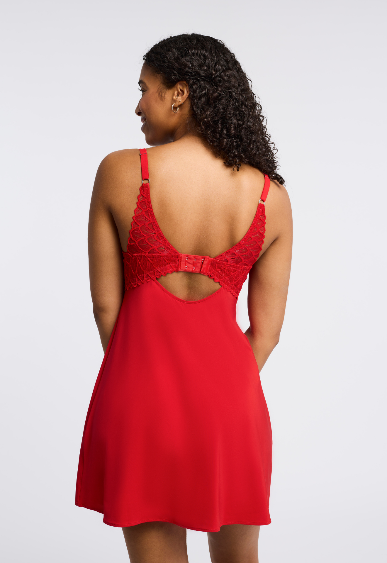 Lacy Muse Babydoll Set - Sweet Red worn by model back view