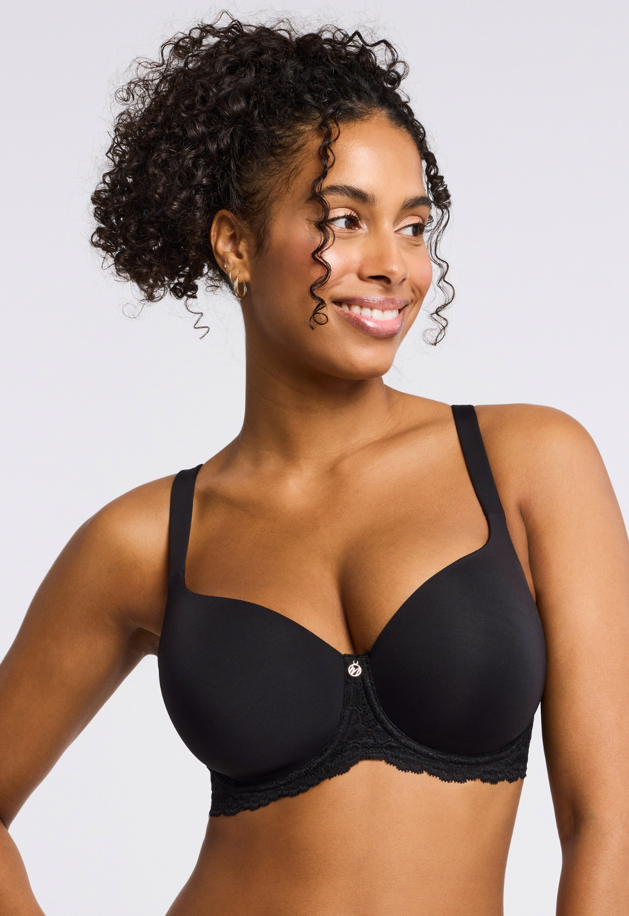 Pure Plus Bra - Black worn by model front view