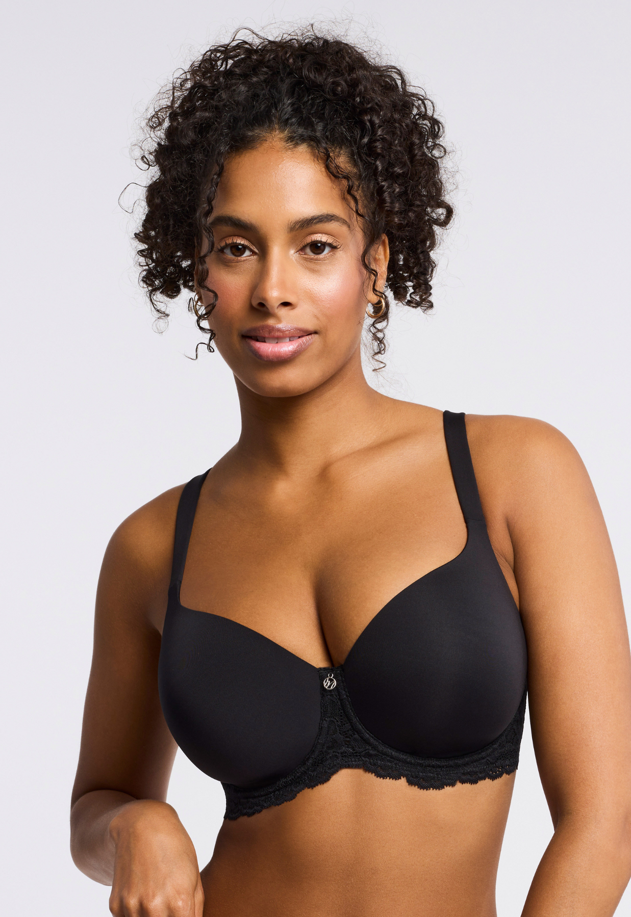 Pure Plus Bra - Black worn by model front view