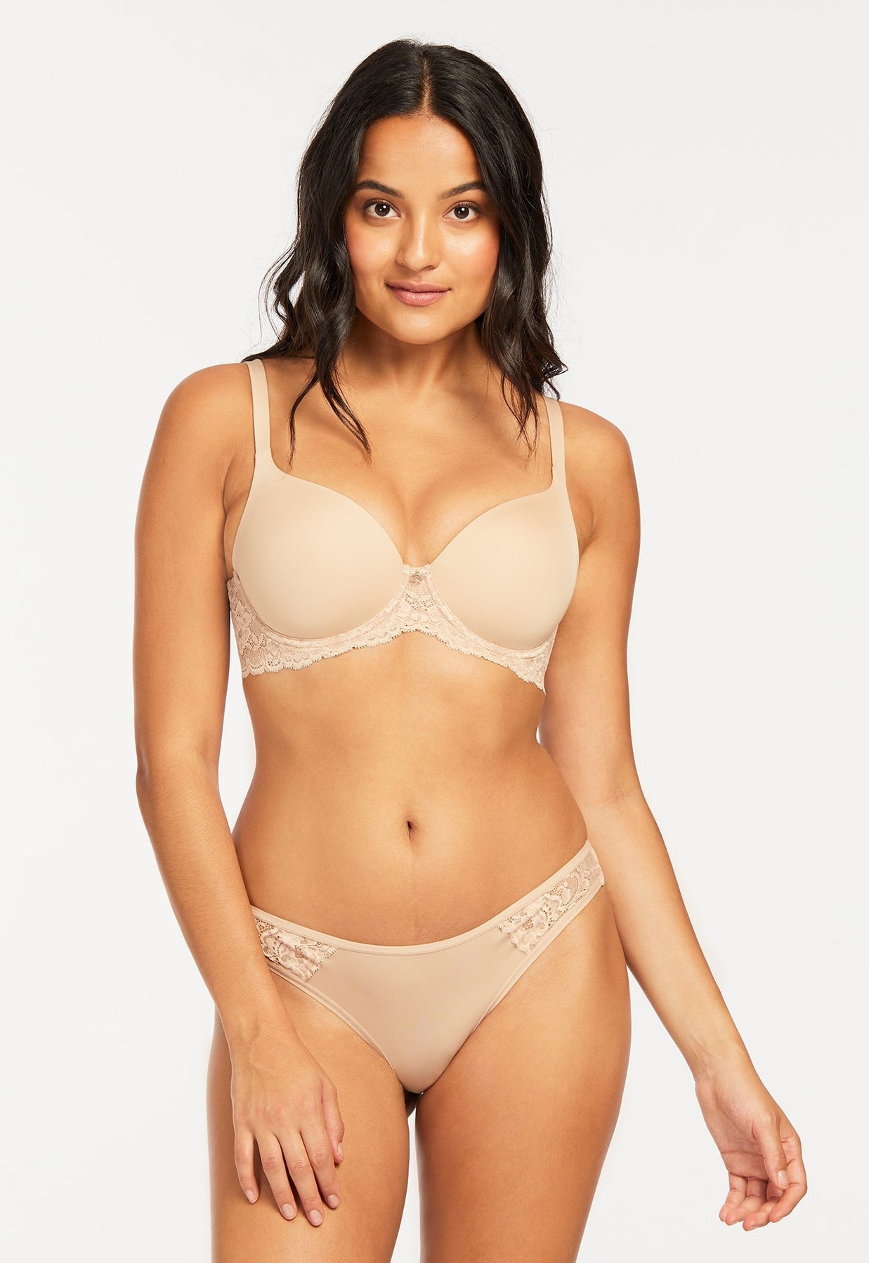 Pure Plus Bra - Sand worn by model front view