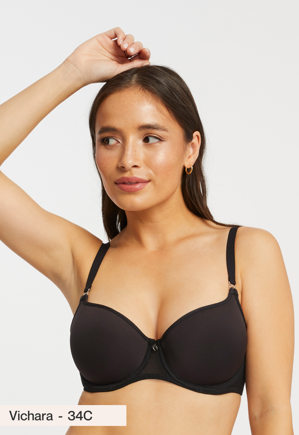 Spacer Balconette Bra in Black worn by model front view