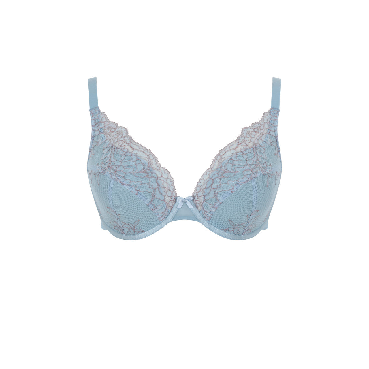 Ana High Apex Plunge Bra - Blue/Ash Rose front view product image