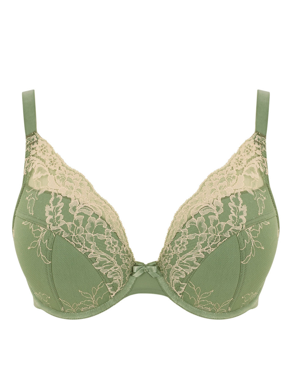 Ana High Apex Plunge Bra in Sage/Sand front view product image