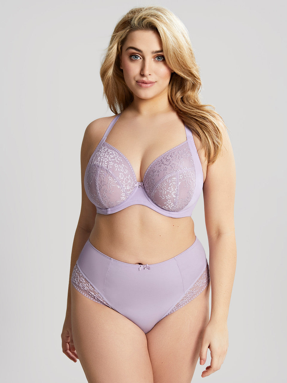 Roxie Plunge Bra - Lilac, worn by model front view