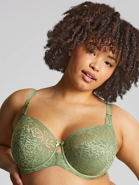 Sculptresse Estel Full Cup Bra in Sage worn by model front view