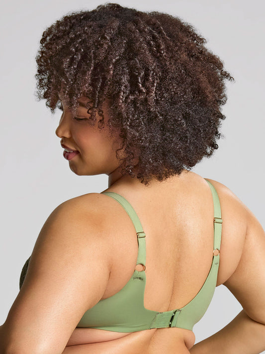 Sculptresse Estel Full Cup Bra in Sage worn by model back view