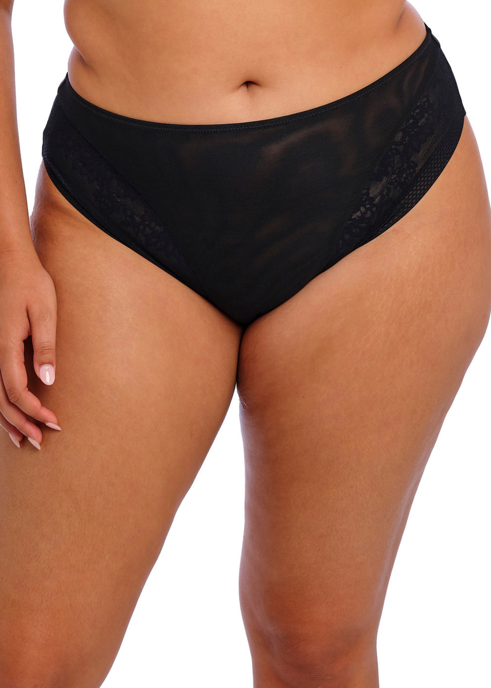 Black high-waisted underwear on a white background