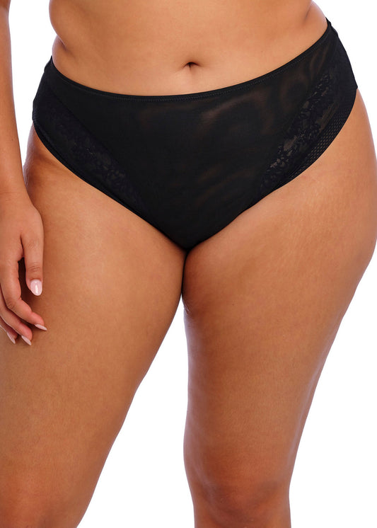 Black high-waisted underwear on a white background