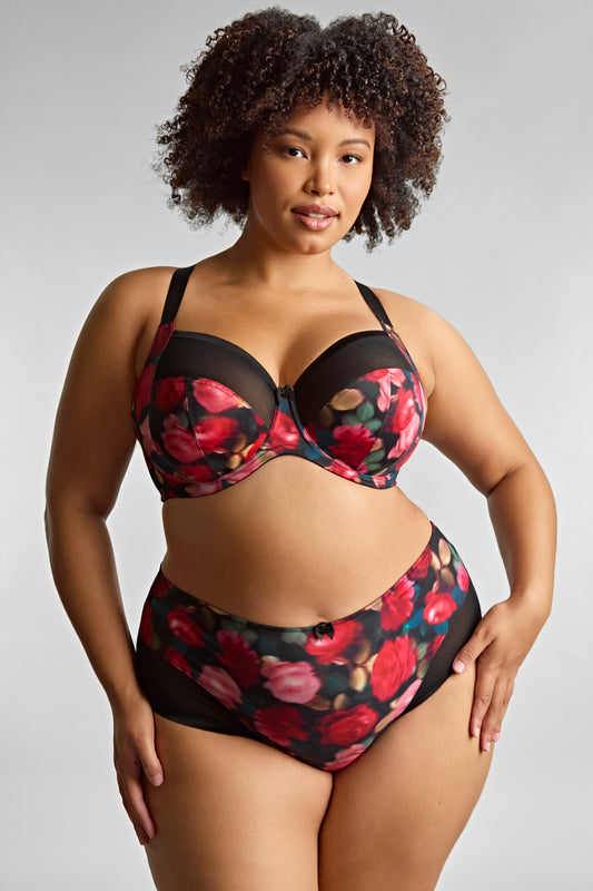 Sculptresse Bliss Full Cup Bra in Rose Print worn by model front view