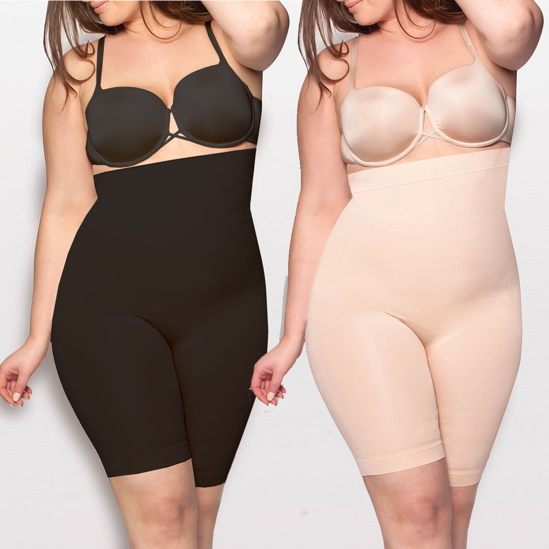 Body Hush Sculptor All in One Short Black and Beige worn by model