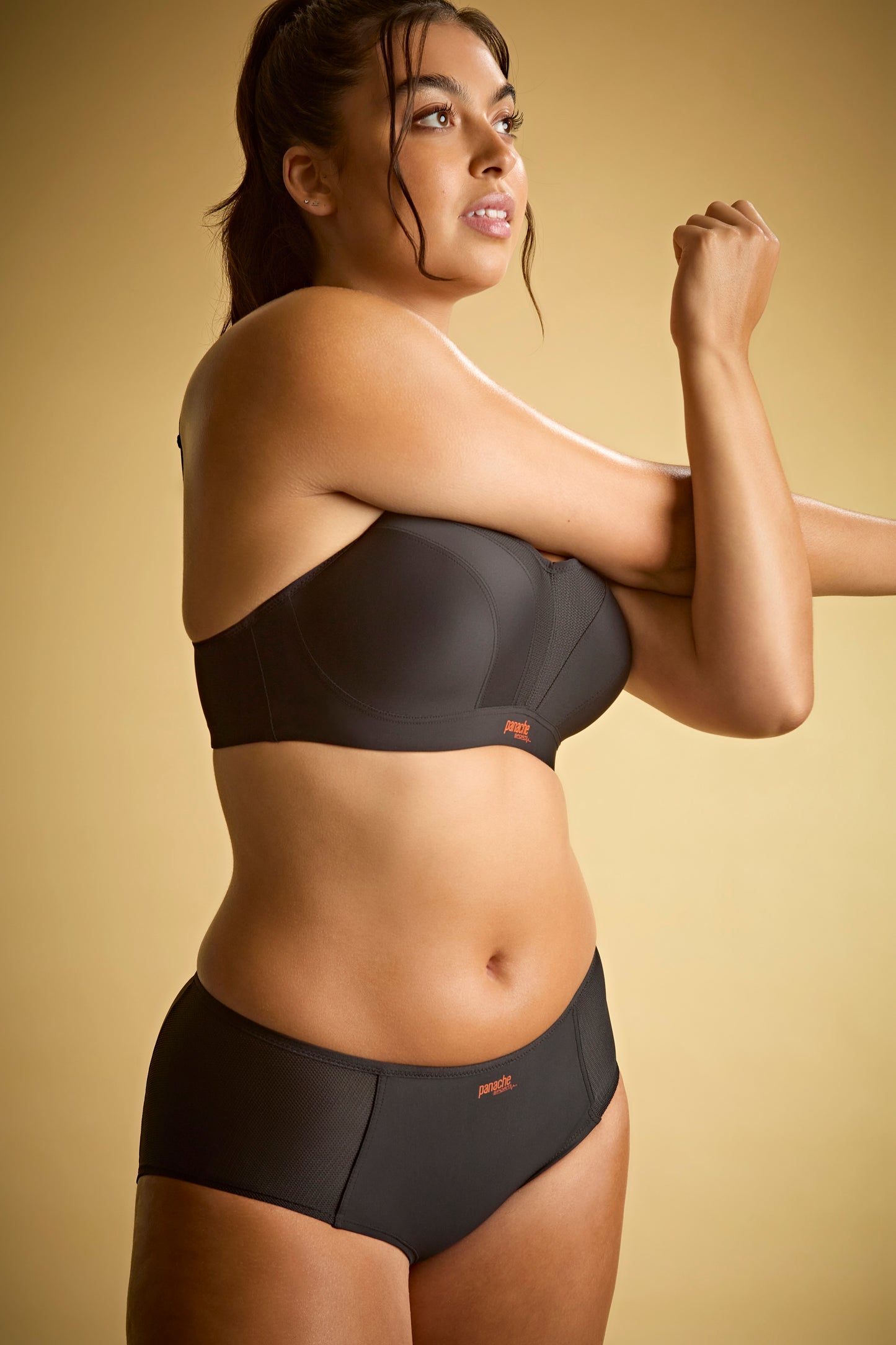 Life style image of the Model wearing the Power Wired Sports bra