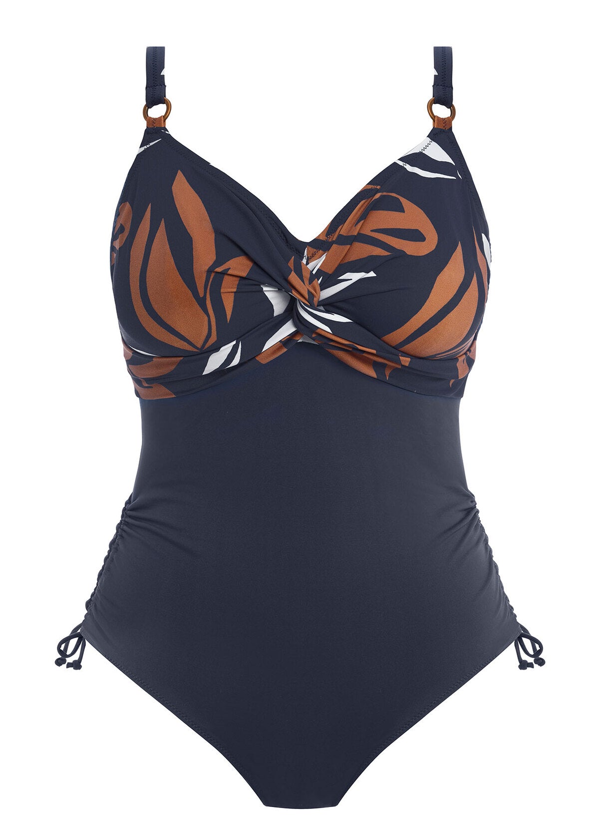 Lake Orta Twist Front Swimsuit - French Navy front view product image