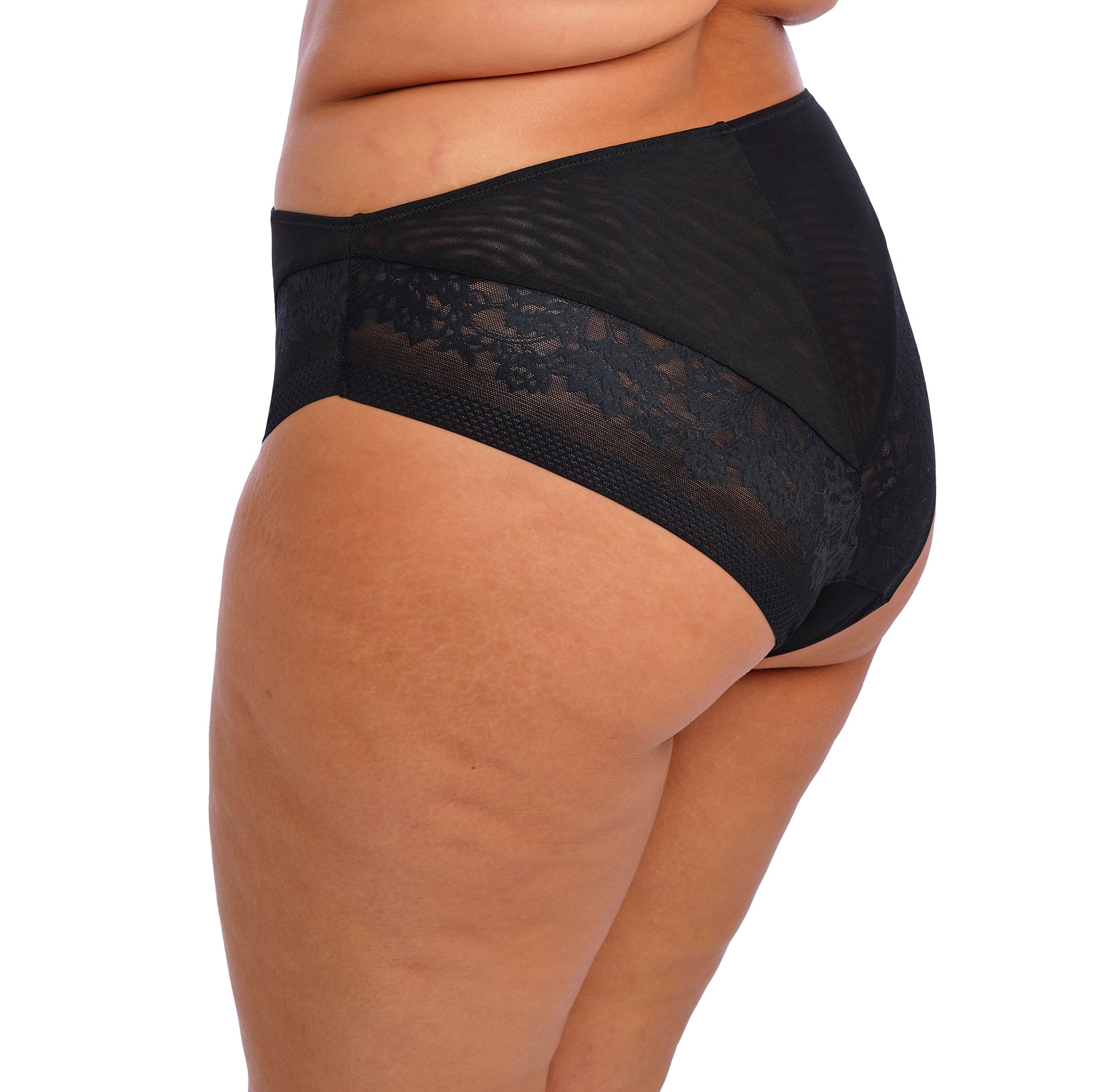 Black lace underwear on a white background