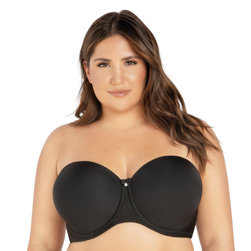 Elise Strapless Bra - Black worn by model front view