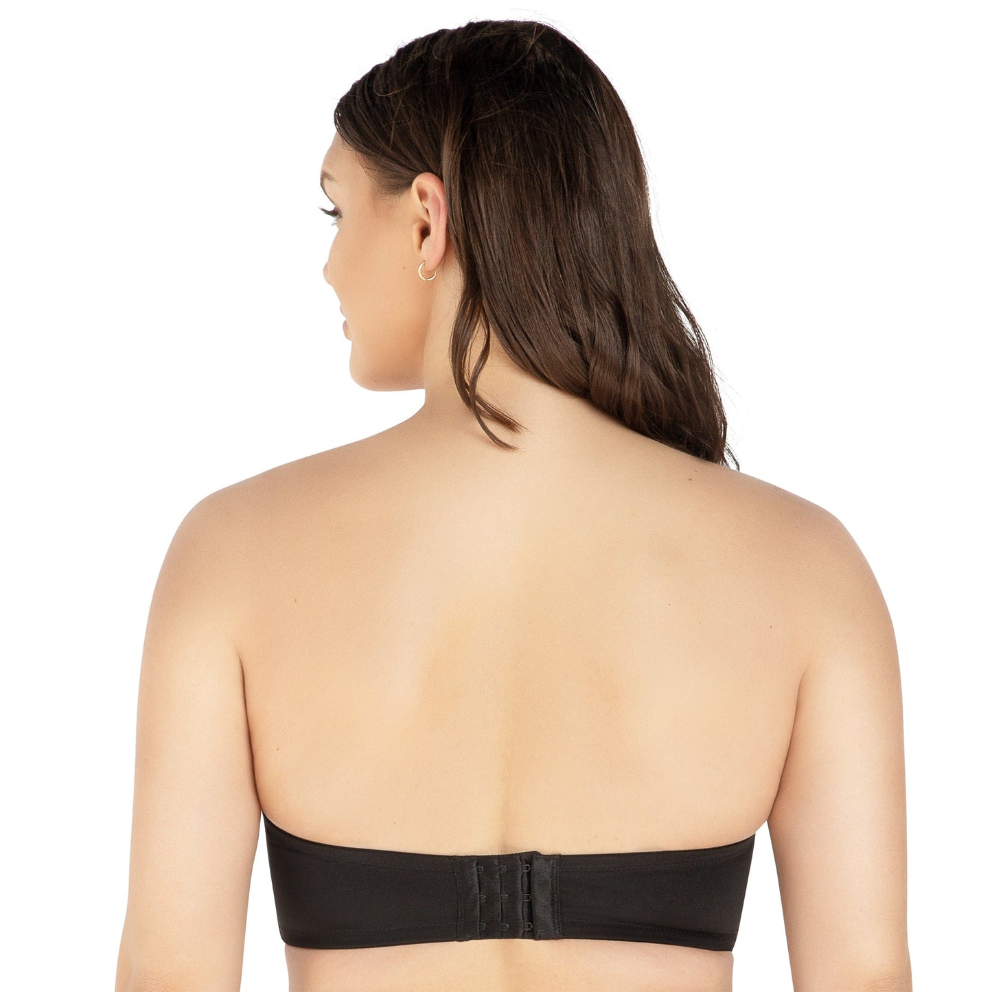 Elise Strapless Bra - Black worn by model back view